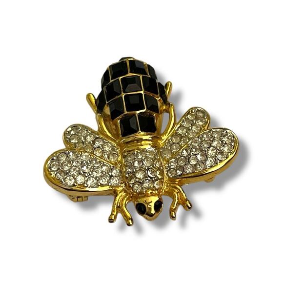 Vintage Rhinestone & cut crystal bumblebee brooch pin - Picture 2 of 5